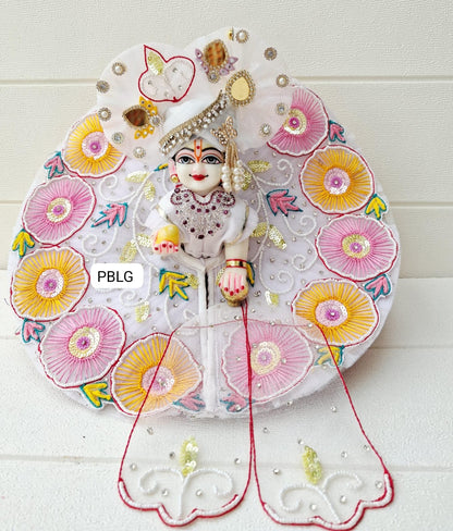 White handwork dress with pagdi and patka
