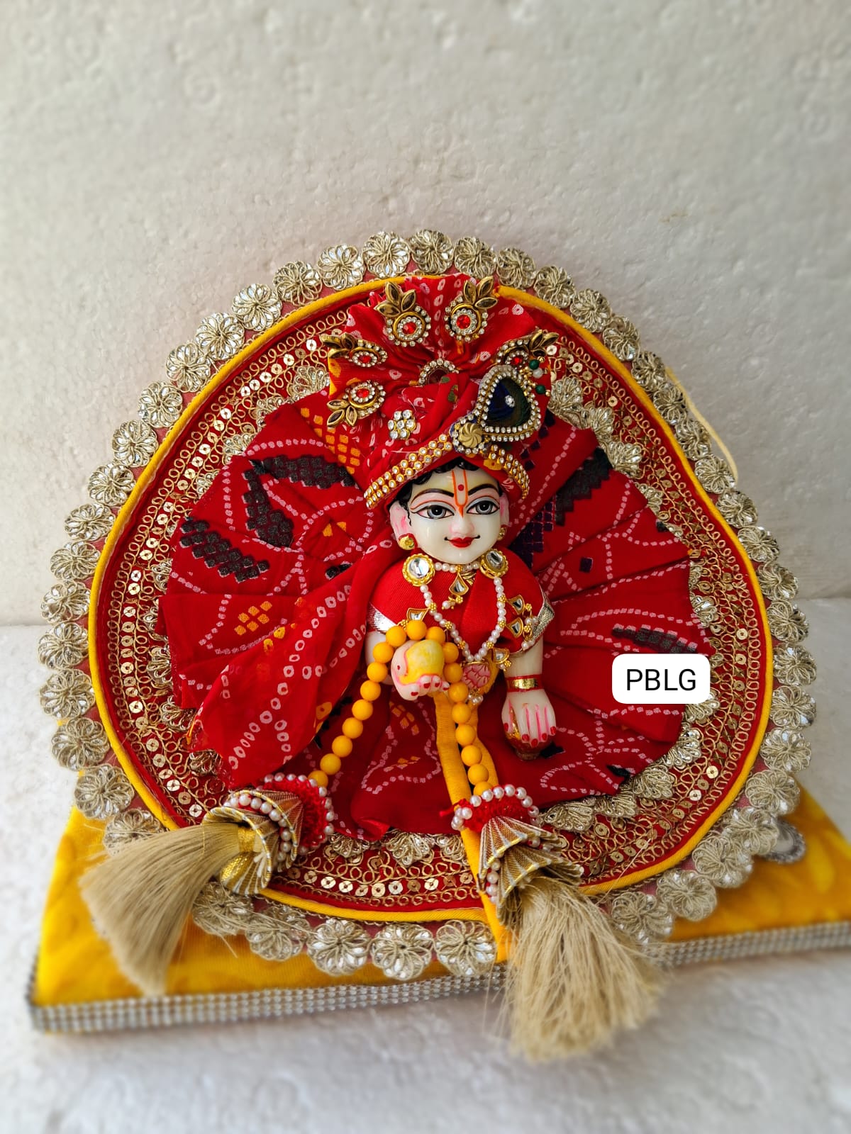Red bandhini dress with pagdi and patka