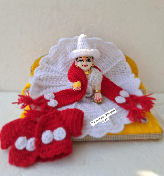 White Red dress  jacket with muffler