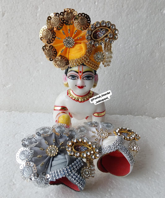 White / yellow/ Grey colour pagdi