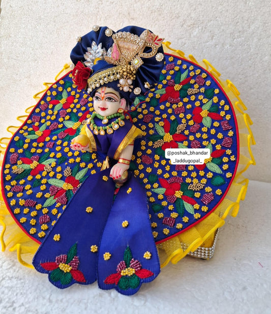 Blue heavy handwork dress with pagdi and patka