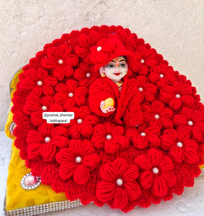 Flower Woolen dress with cap