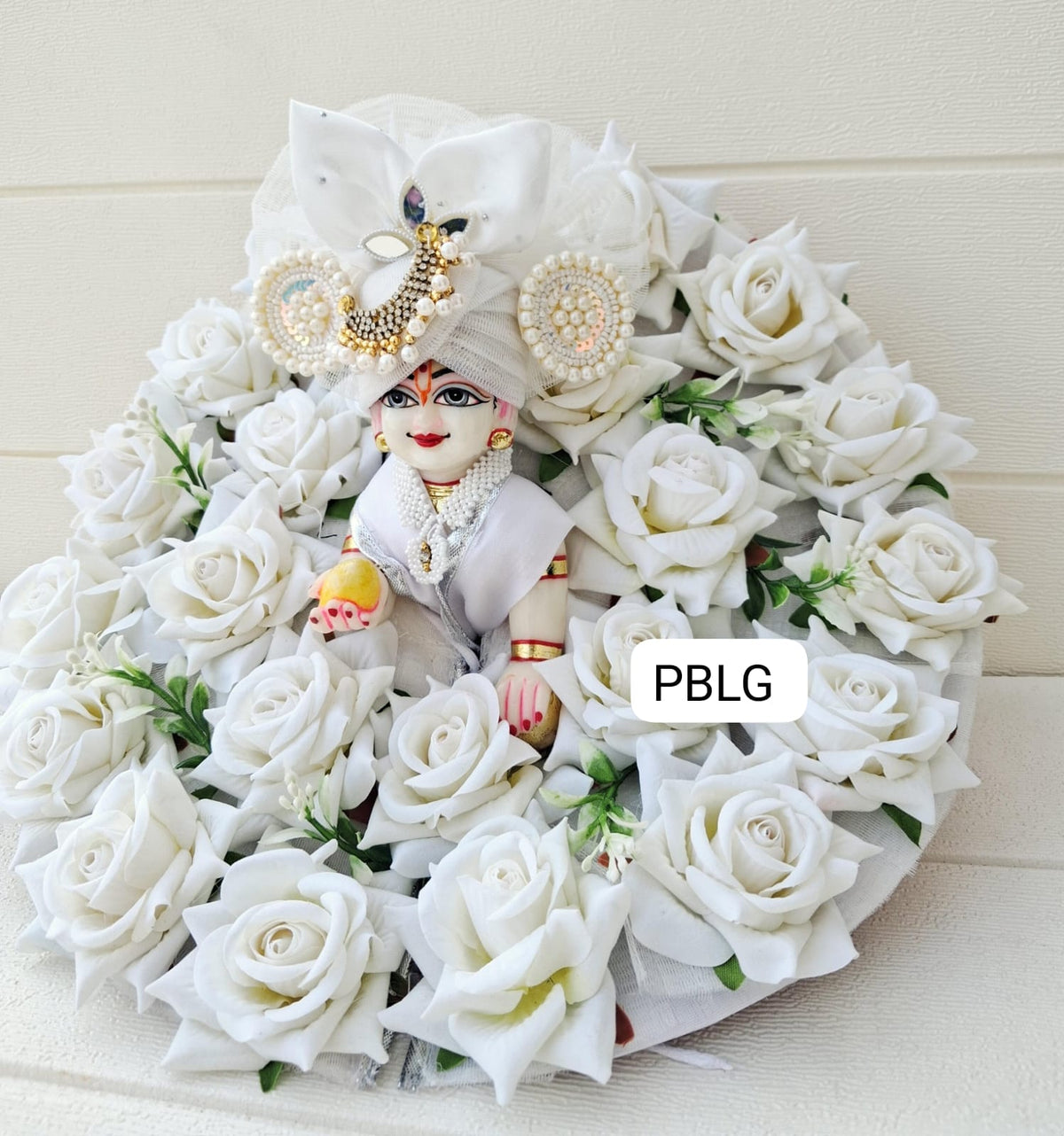 White rose flower dress with pagdi