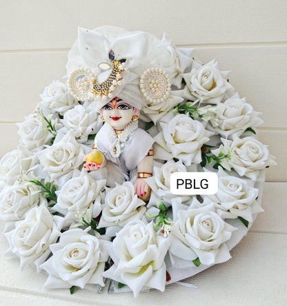 White rose flower dress with pagdi
