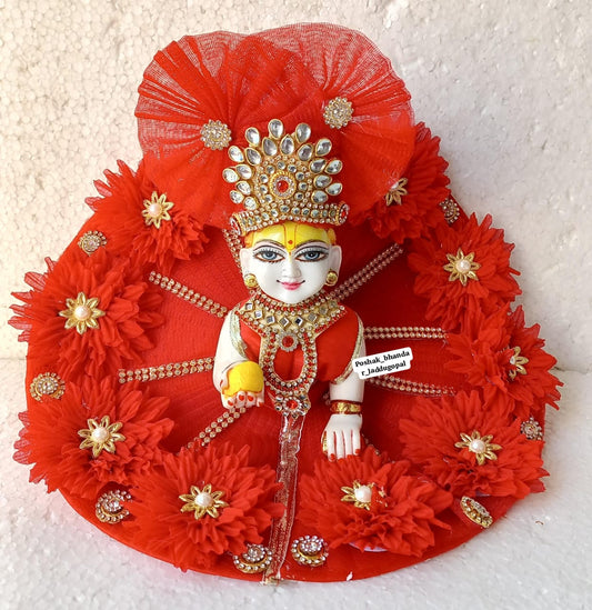 Red flower dress with pagdi