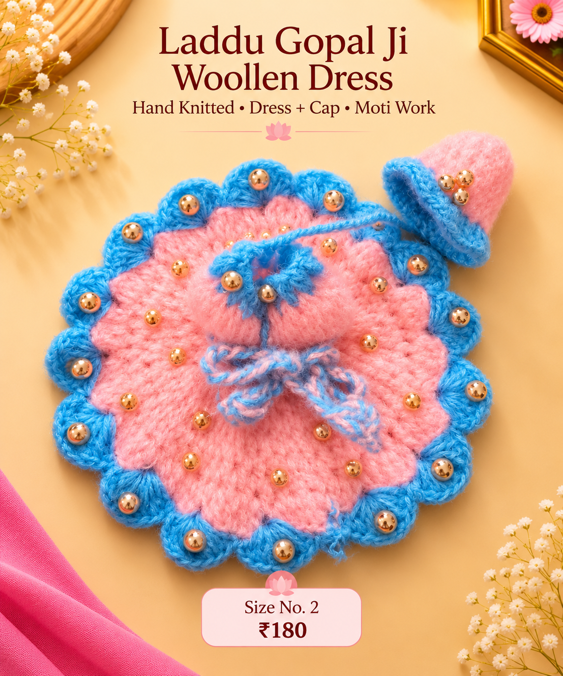 Moti Woolen poshak + cap ( 2 no. )