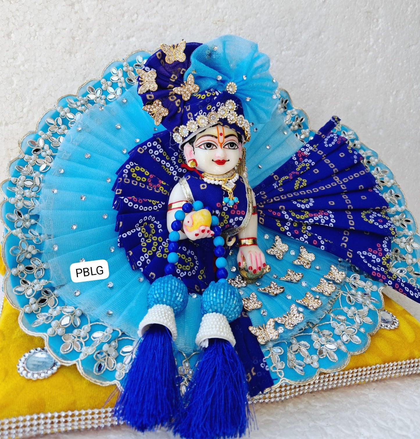 Sky blue heavy dress with pagdi and patka