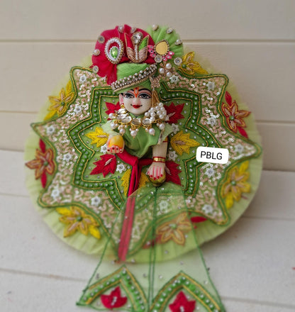 Green Handwork dress with pagdi and patka