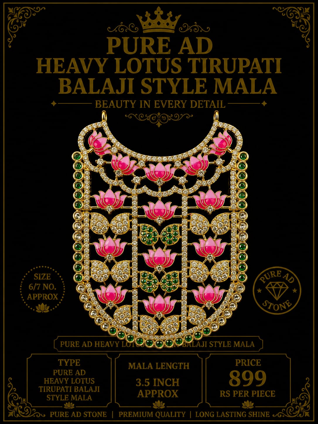 Pure ad heavy Tirupati balaji style mala