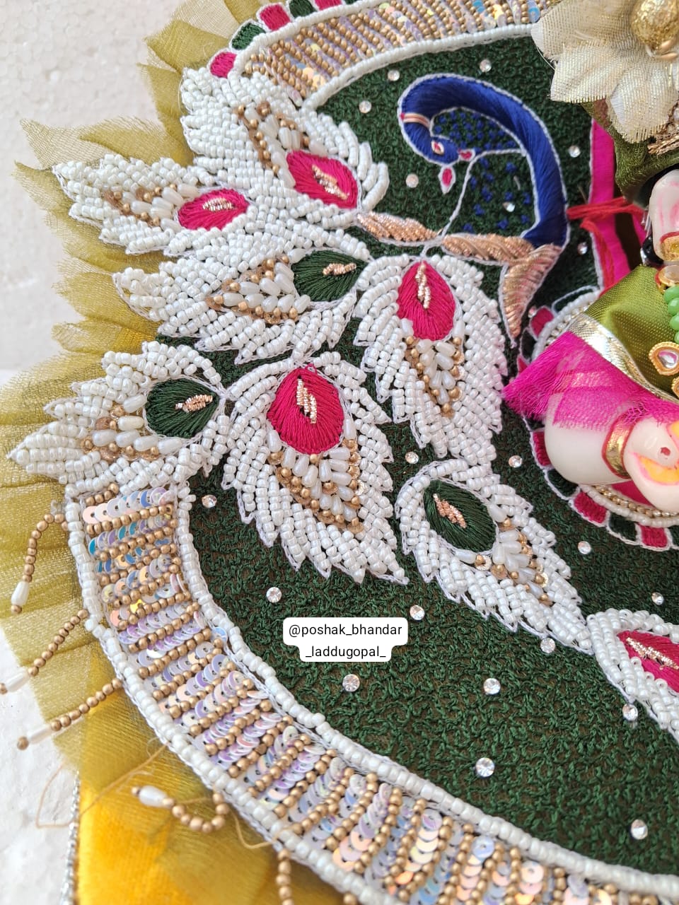 Mehndi colour heavy handwork dress with pagdi and patka