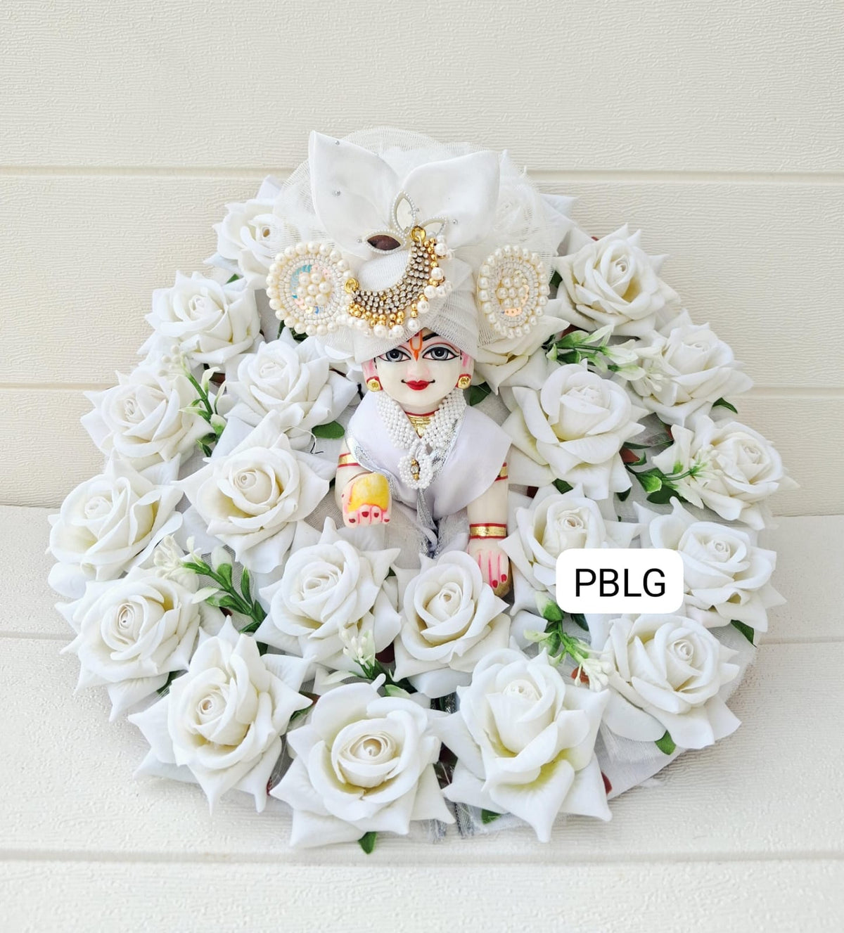 White rose flower dress with pagdi