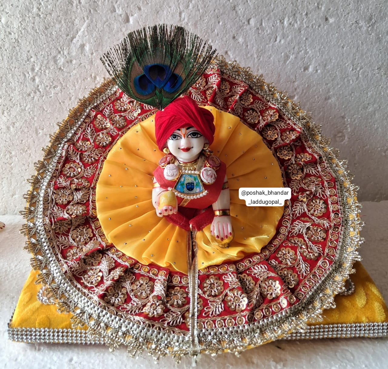 Red-yellow organza dress with Safa and kalangi