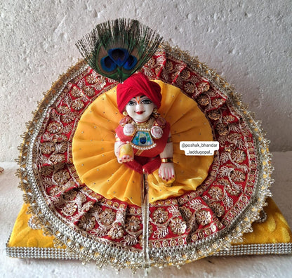 Red-yellow organza dress with Safa and kalangi