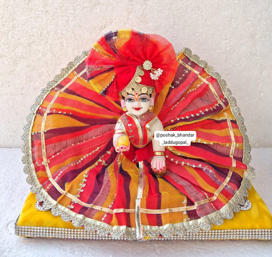 Multicolored dress with pagdi
