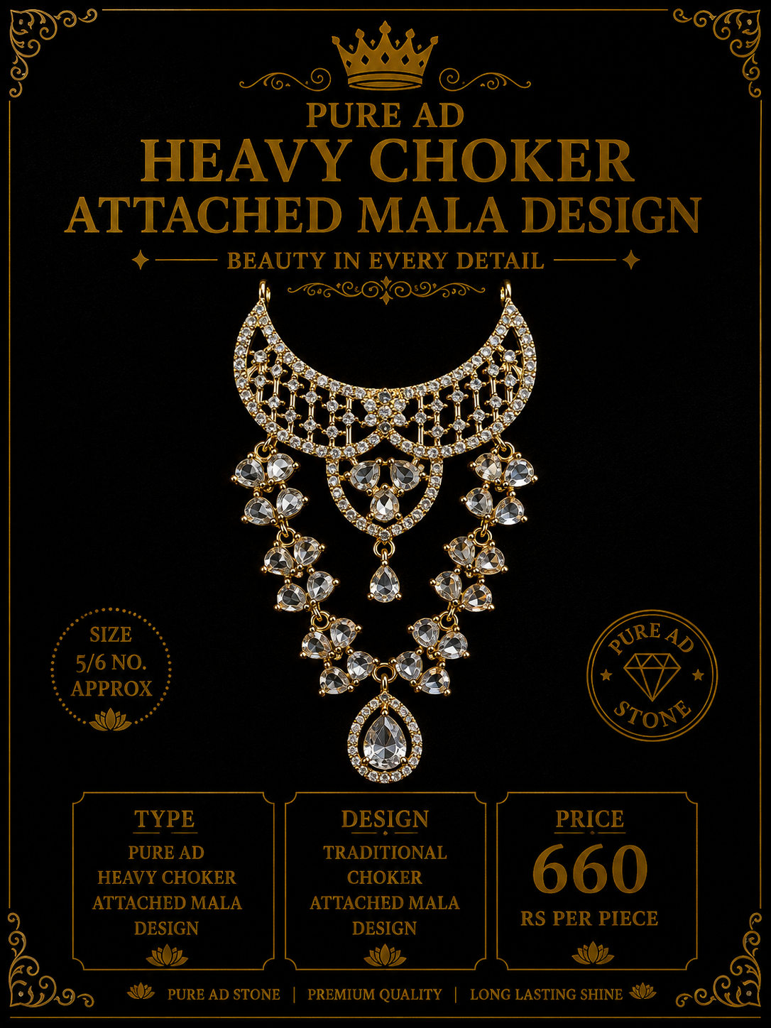 Heavy pure ad choker with attached mala