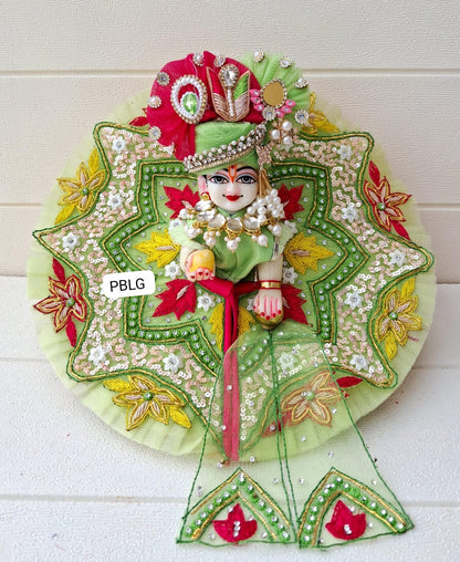 Green Handwork dress with pagdi and patka