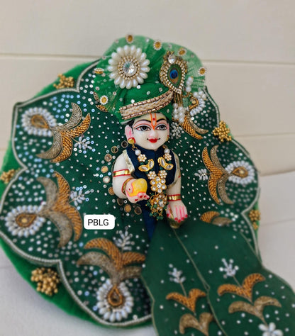 Green handwork dress with pagdi and patka