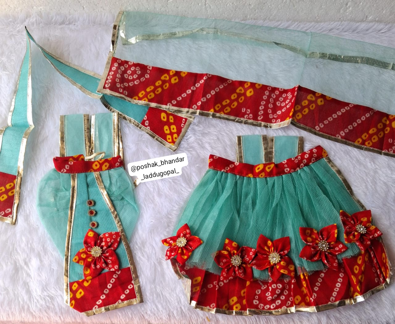 Sea green colour radhakrishna dress