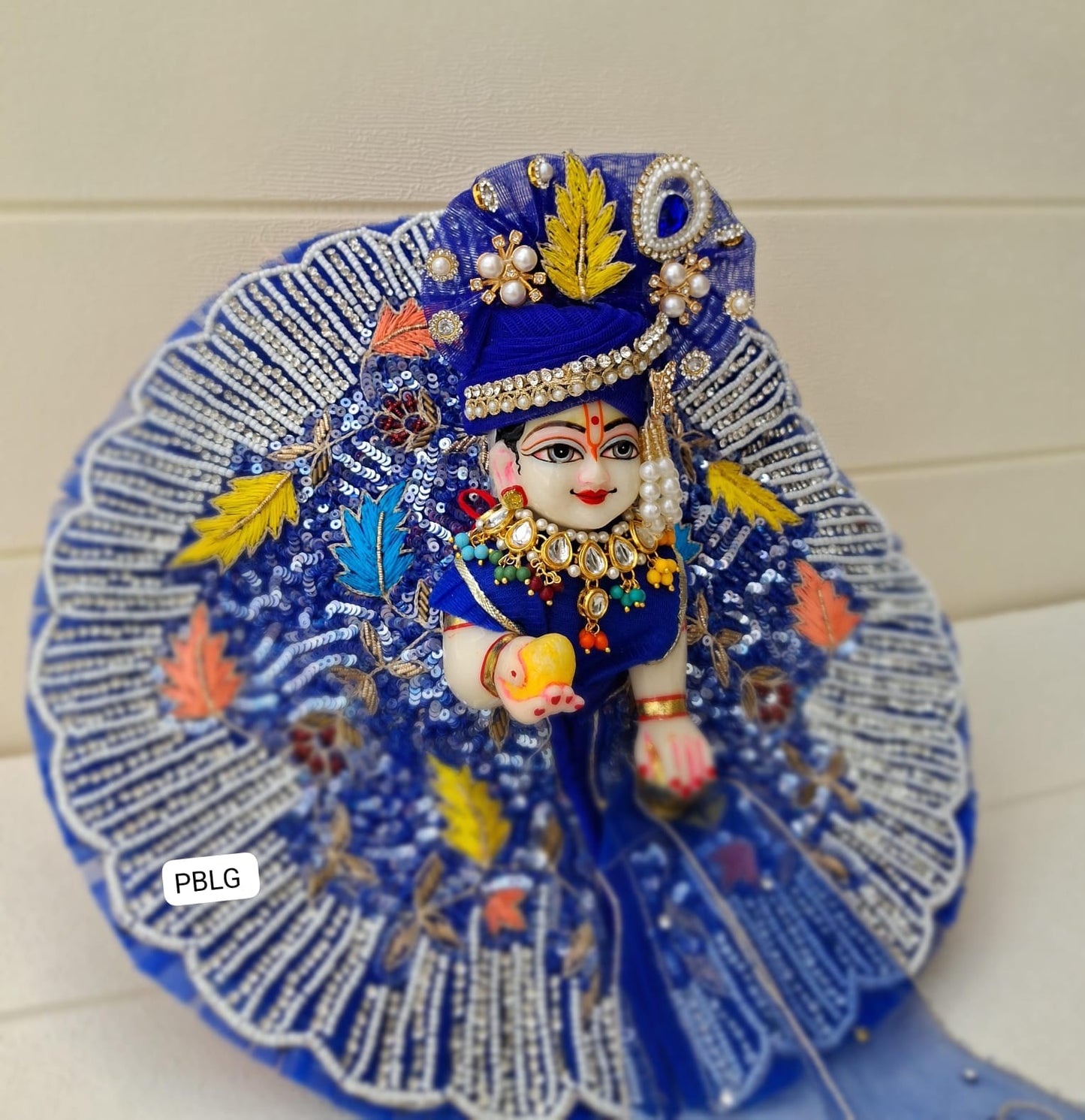 Blue handwork dress with pagdi and patka