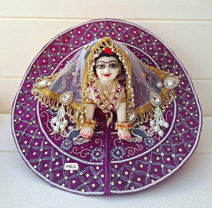 Purple heavy radharani handwork poshak with heavy duppata