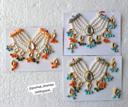 Heavy mala set with earrings and maangtika