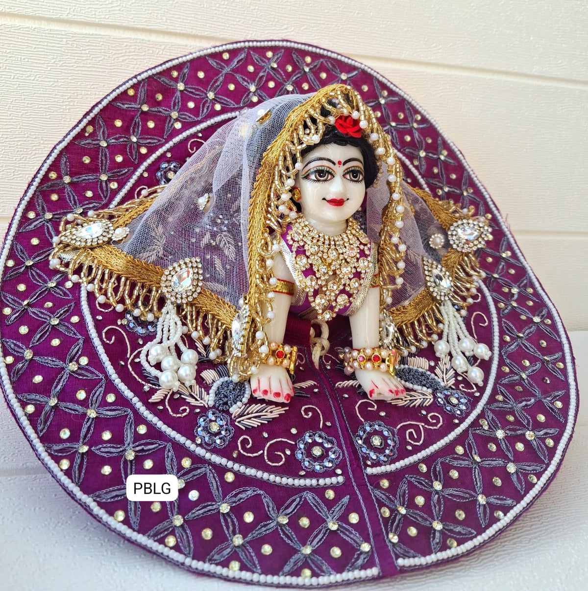 Purple heavy radharani handwork poshak with heavy duppata