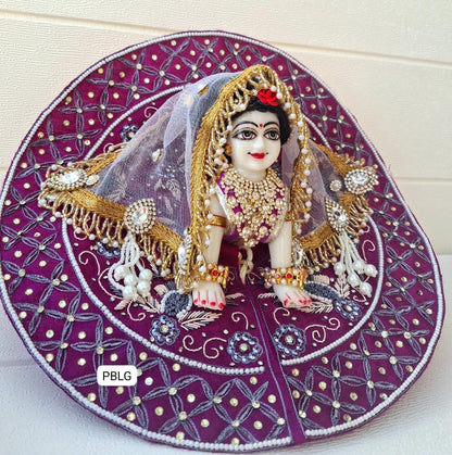 Purple heavy radharani handwork poshak with heavy duppata
