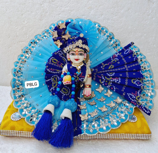Sky blue heavy dress with pagdi and patka