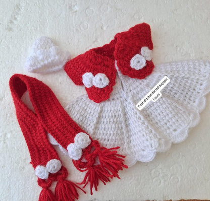 White Red dress  jacket with muffler