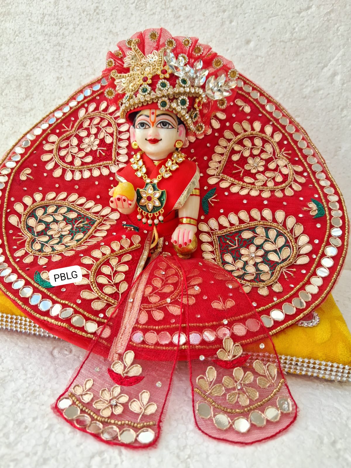 Red gota patti work dress with pagdi and patka Janmashtami special