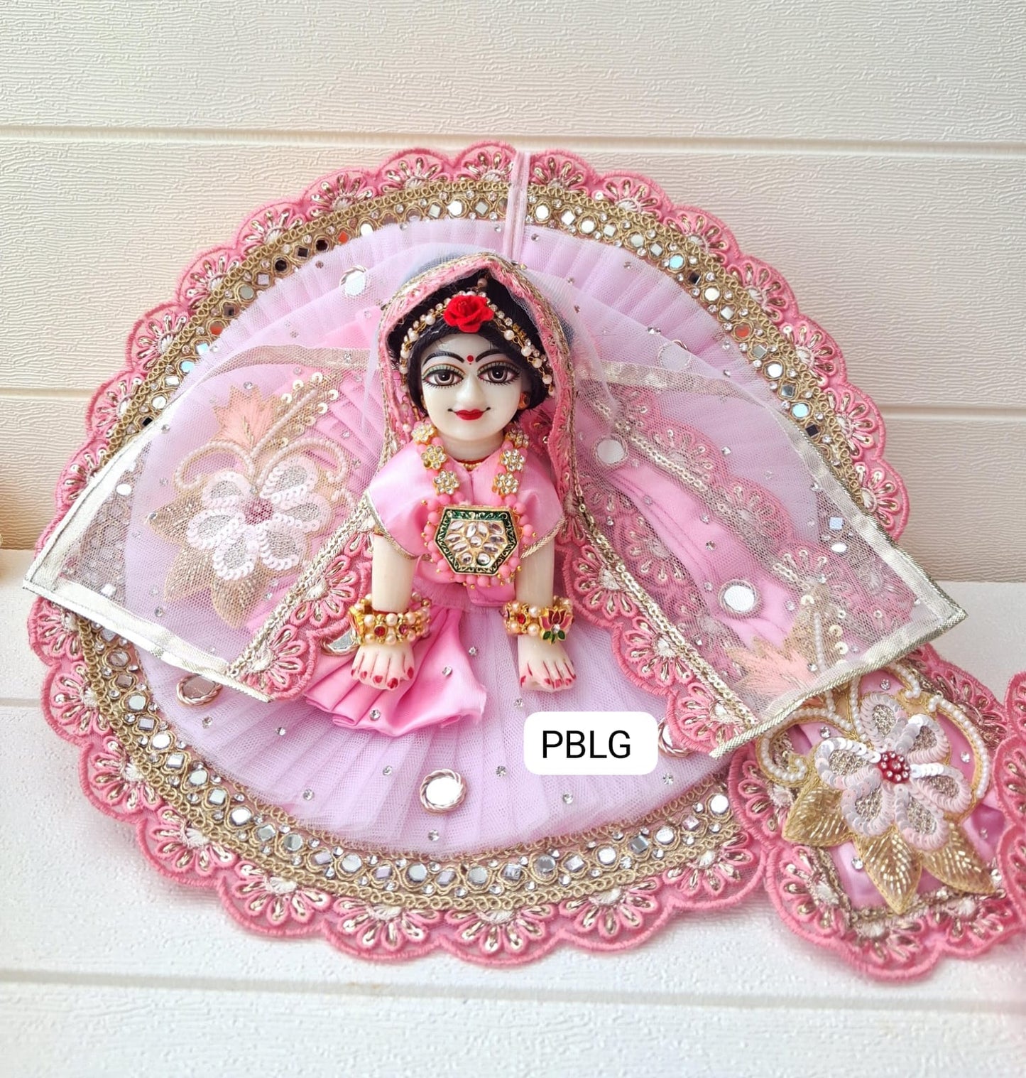Pink heavy patka dress with duppata