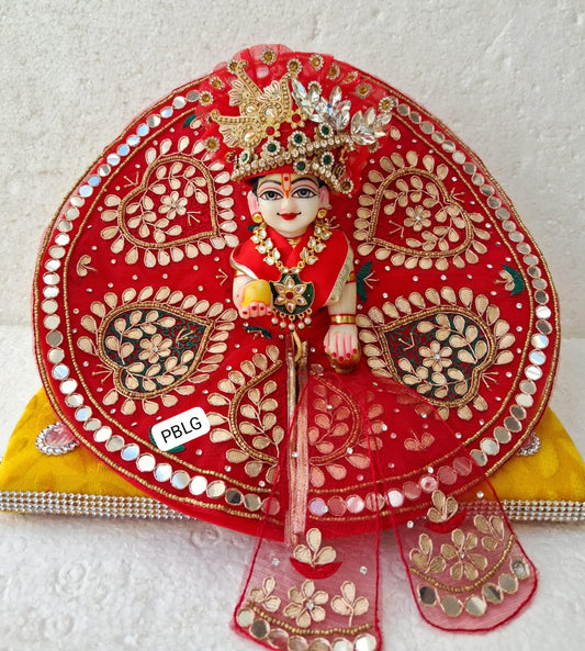 Red gota patti work dress with pagdi and patka Janmashtami special