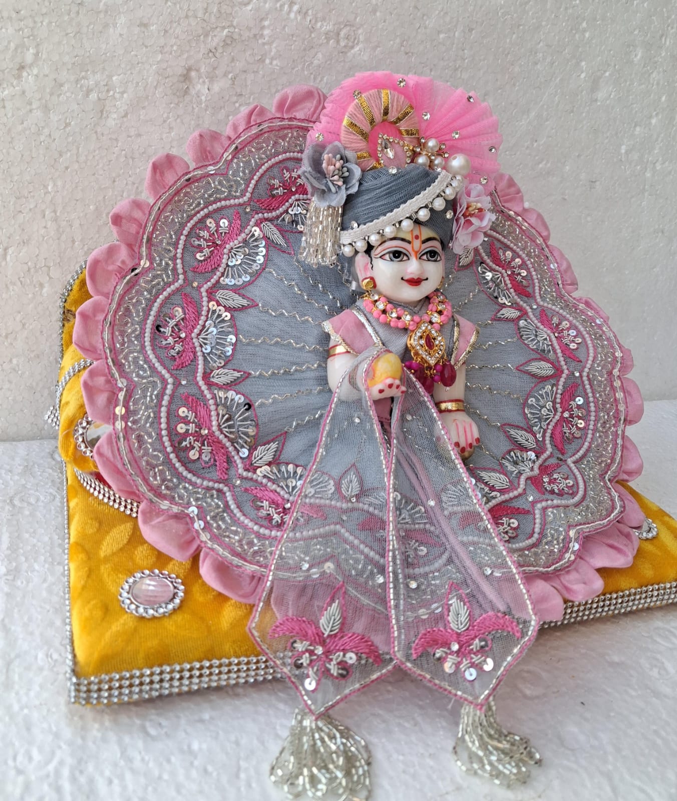 Grey pure handwork dress with pagdi and patka ( 6/7 no.)