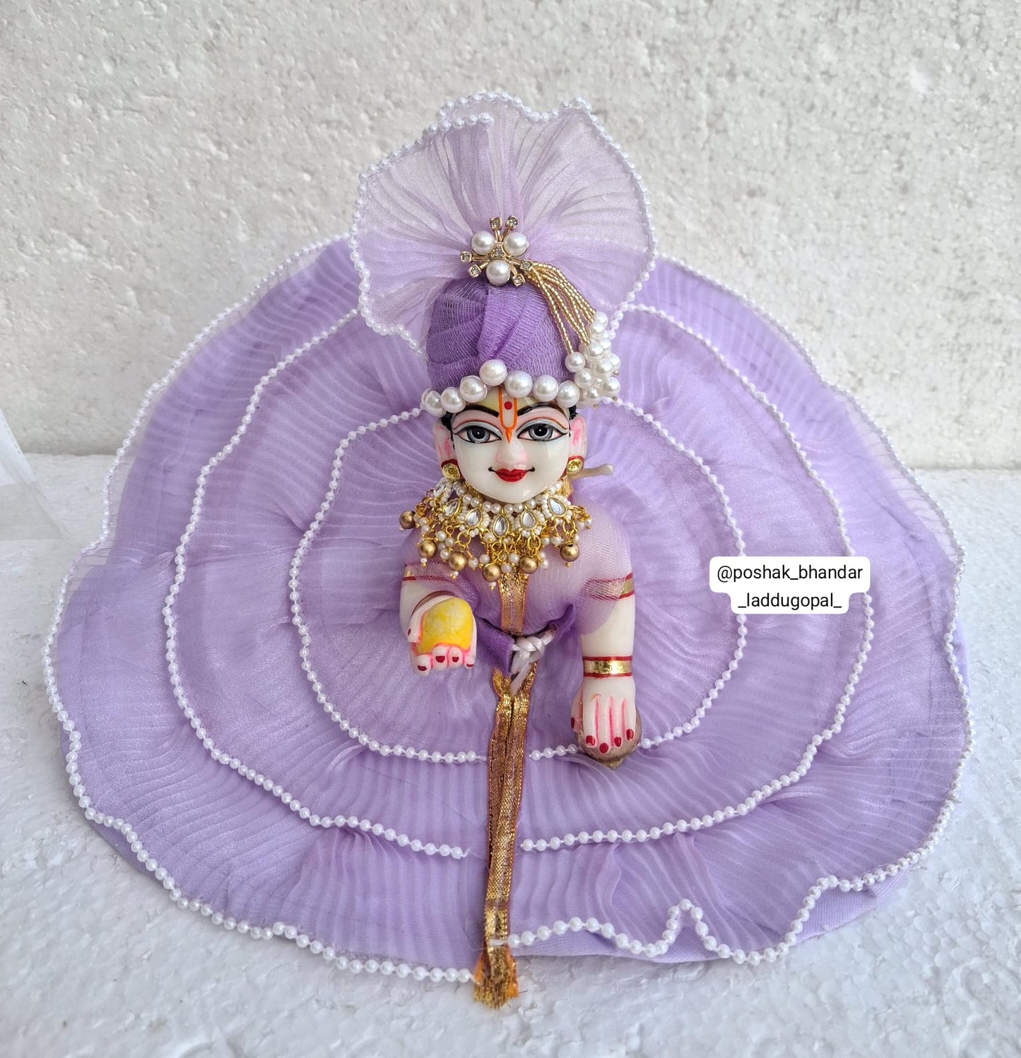 Purple net dress with pagdi