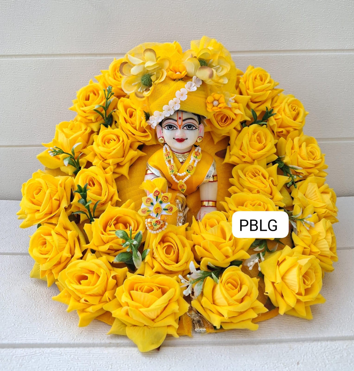Yellow rose flower dress with pagdi