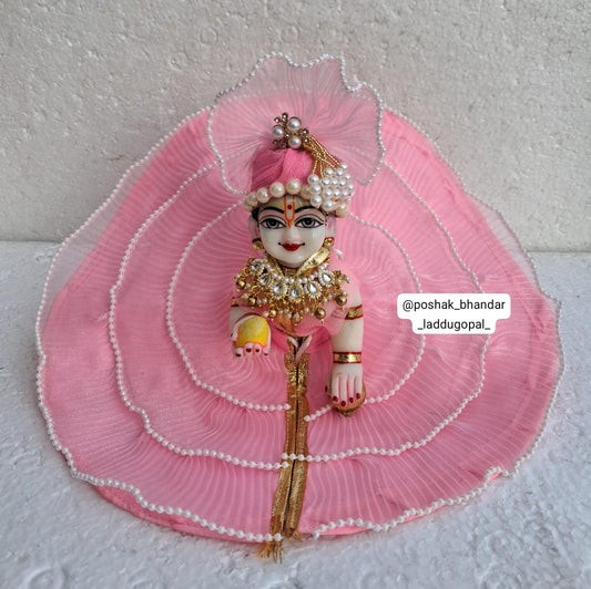 Pink net dress+pagdi 4/5/6 no.