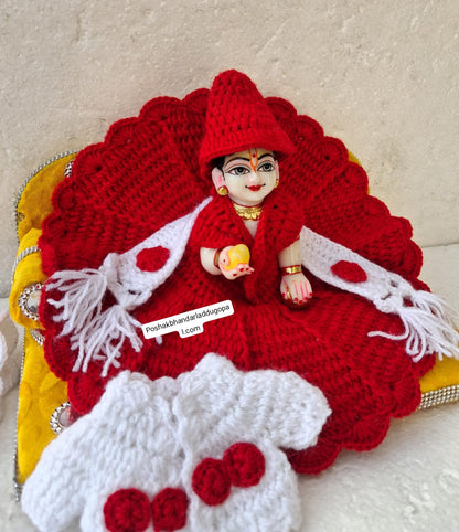 White Red dress with jacket and muffler