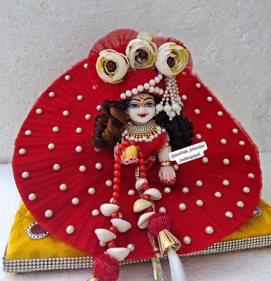 Red Moti dress with heavy patka