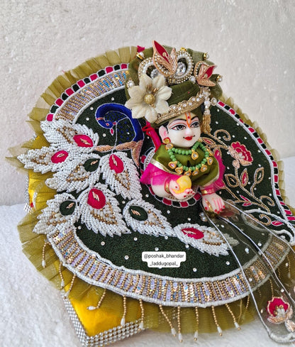 Mehndi colour heavy handwork dress with pagdi and patka
