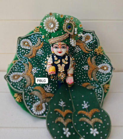 Green handwork dress with pagdi and patka