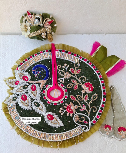 Mehndi colour heavy handwork dress with pagdi and patka