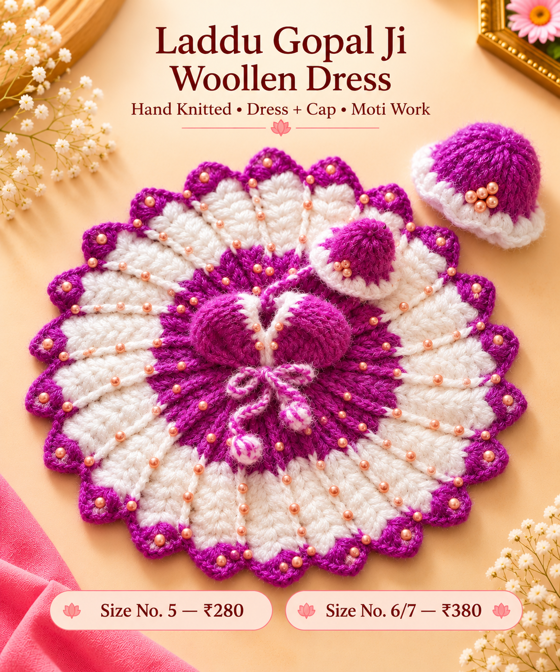 Moti Woolen poshak + cap ( 5/6/7 no. )