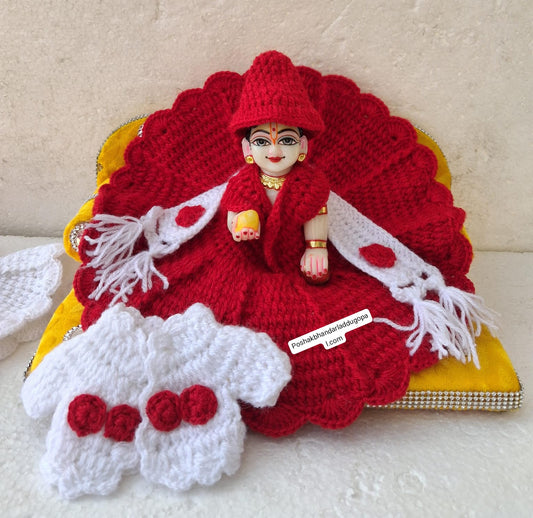White Red dress with jacket and muffler