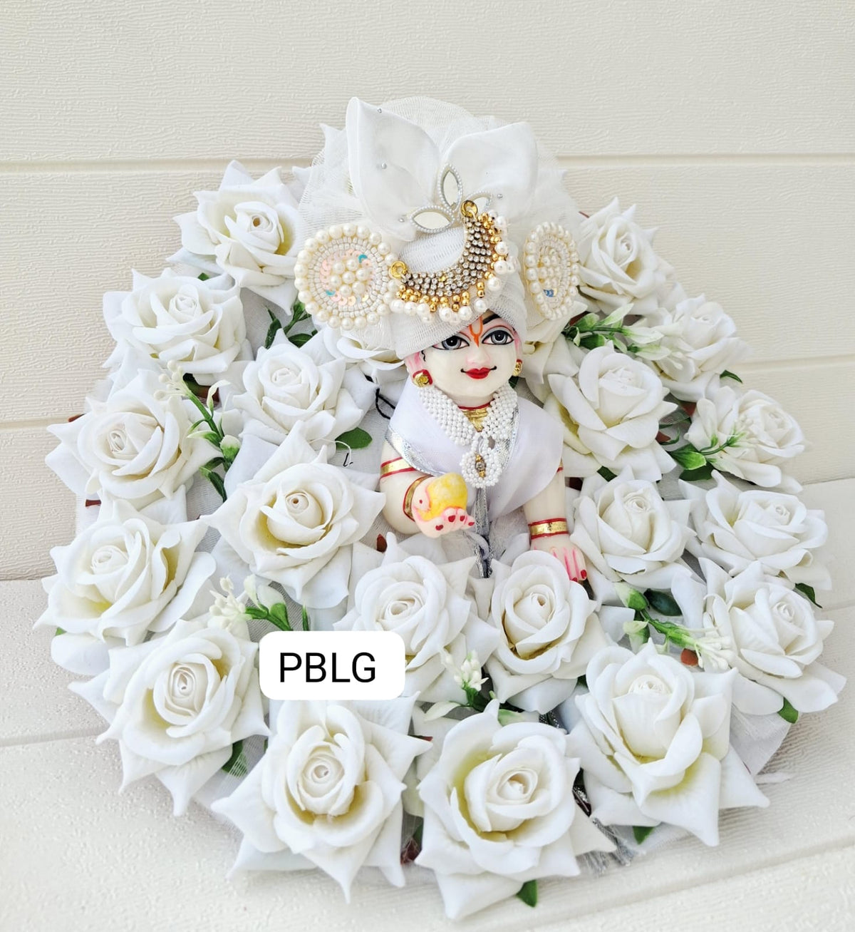 White rose flower dress with pagdi