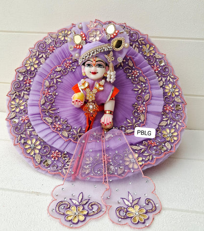 Purple handwork dress with pagdi and patka