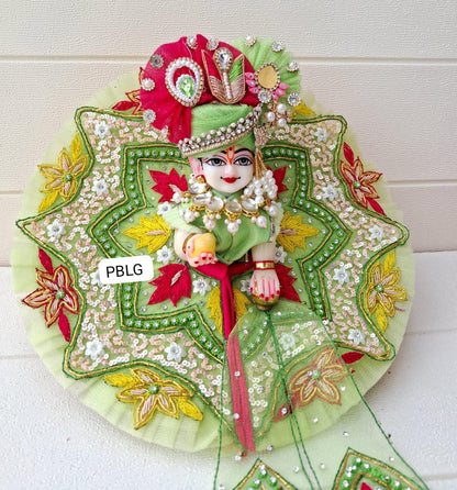 Green Handwork dress with pagdi and patka