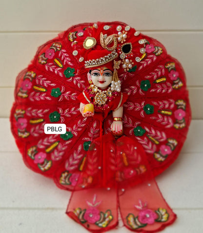Red pure handwork dress with pagdi and patka