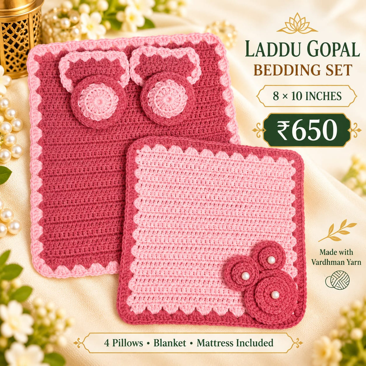 Laddugopal bedding set best quality ( peach colour )