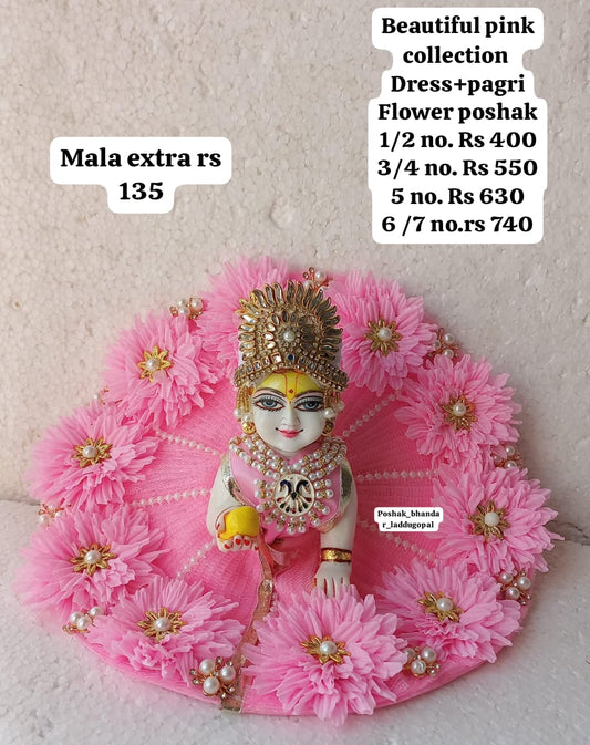 Pink flower dress with pagdi