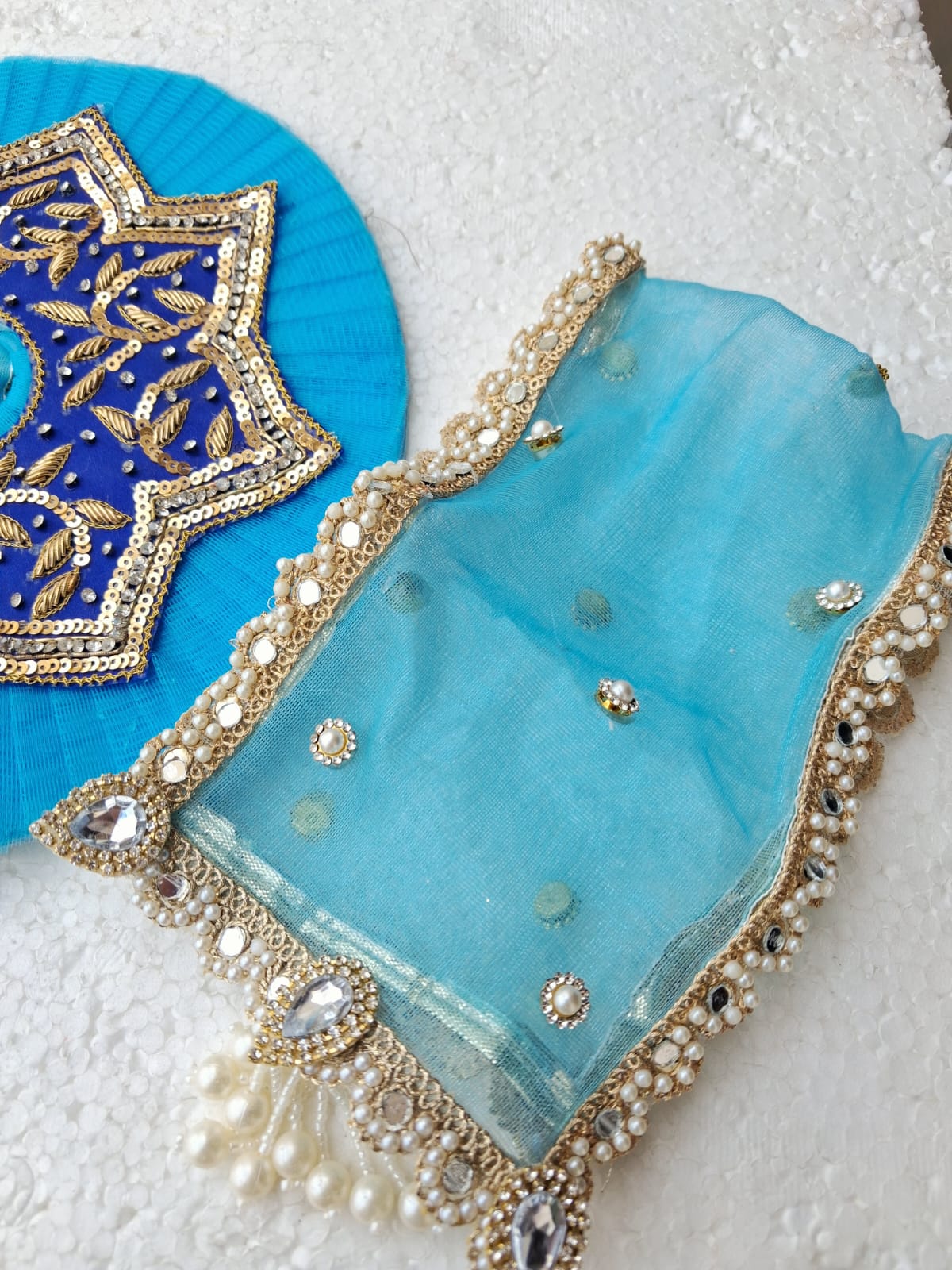 3/4 no. Sky blue handwork dress with duppata